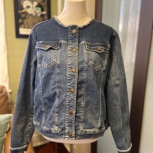 Blue Jean Jacket with Vintage Wash and Contrast Stitching